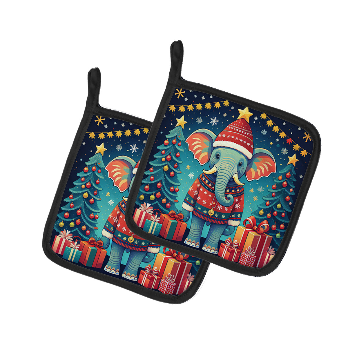 Buy this Elephant Christmas Pair of Pot Holders