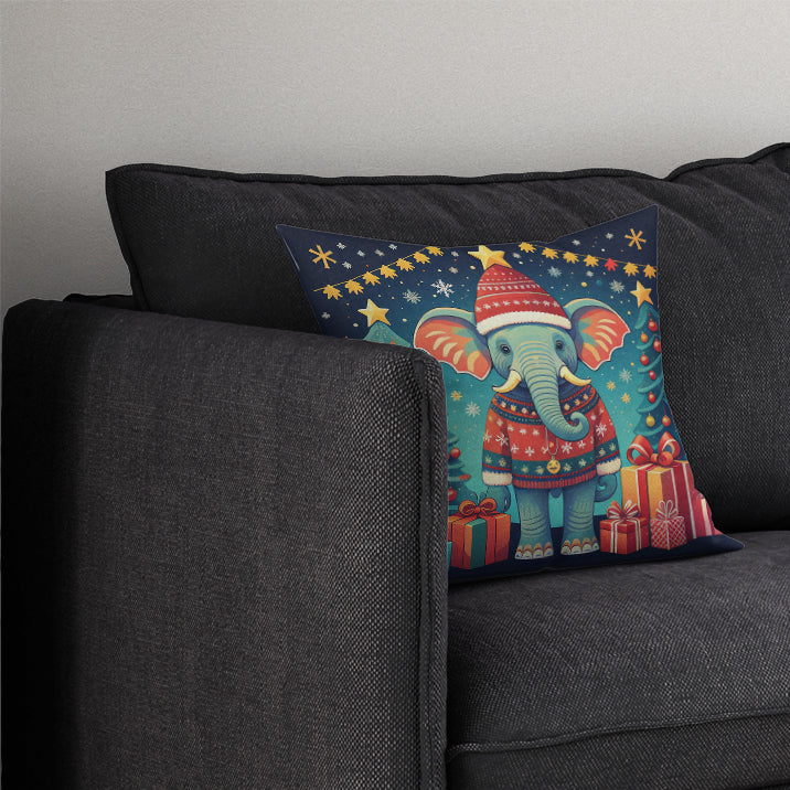 Elephant Christmas Fabric Decorative Pillow  the-store.com.