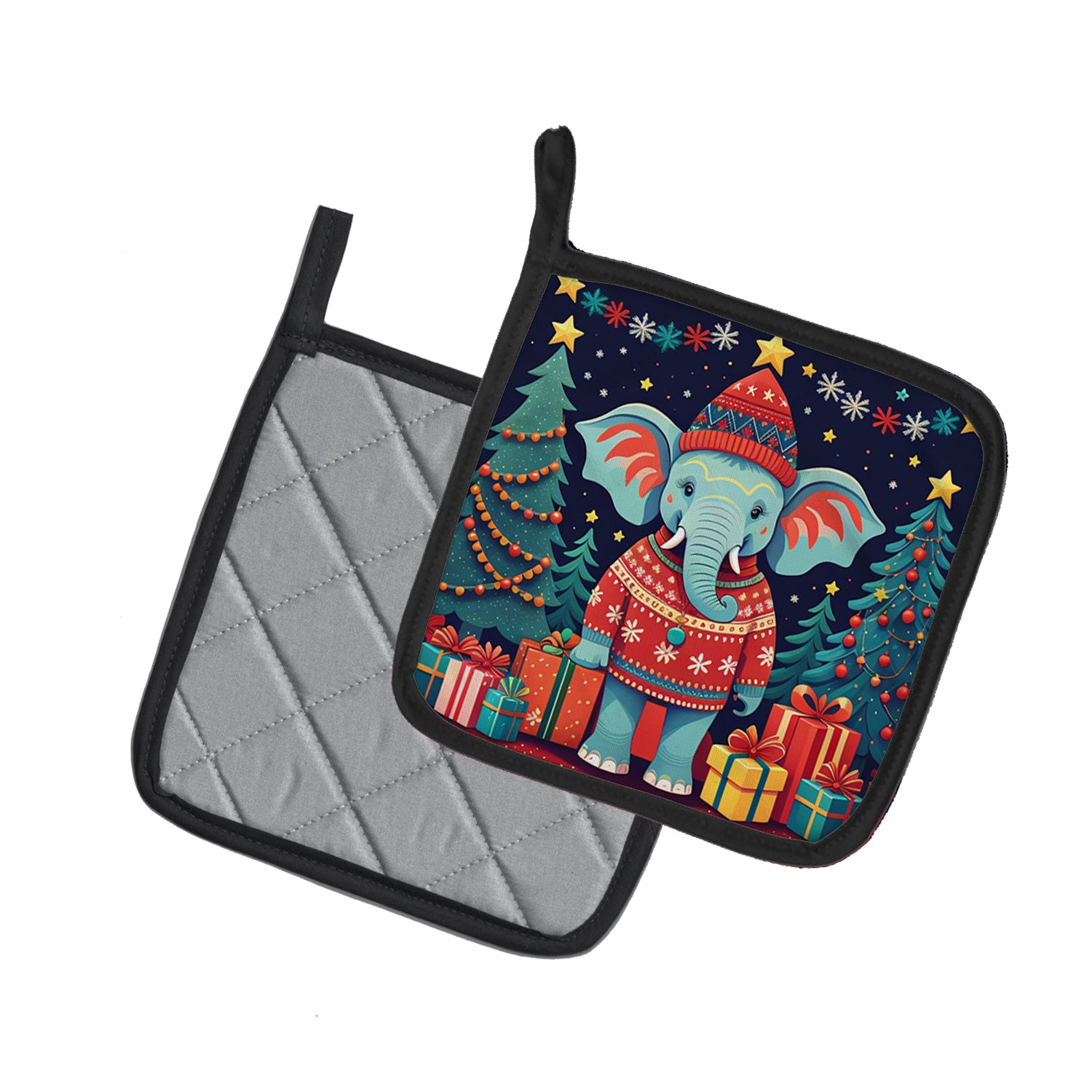 Elephant Christmas Pair of Pot Holders  the-store.com.