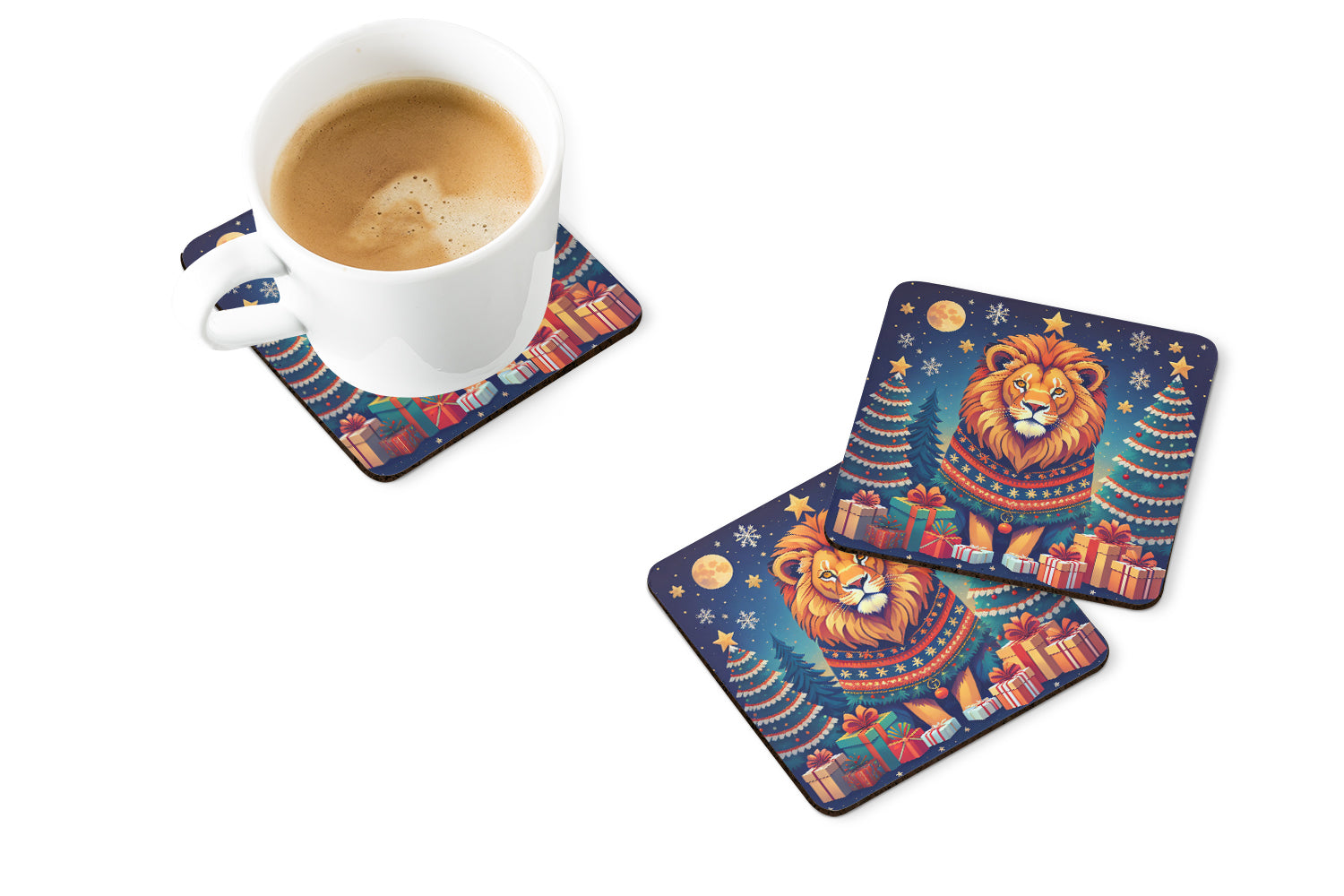 Buy this Lion Christmas Foam Coaster Set of 4