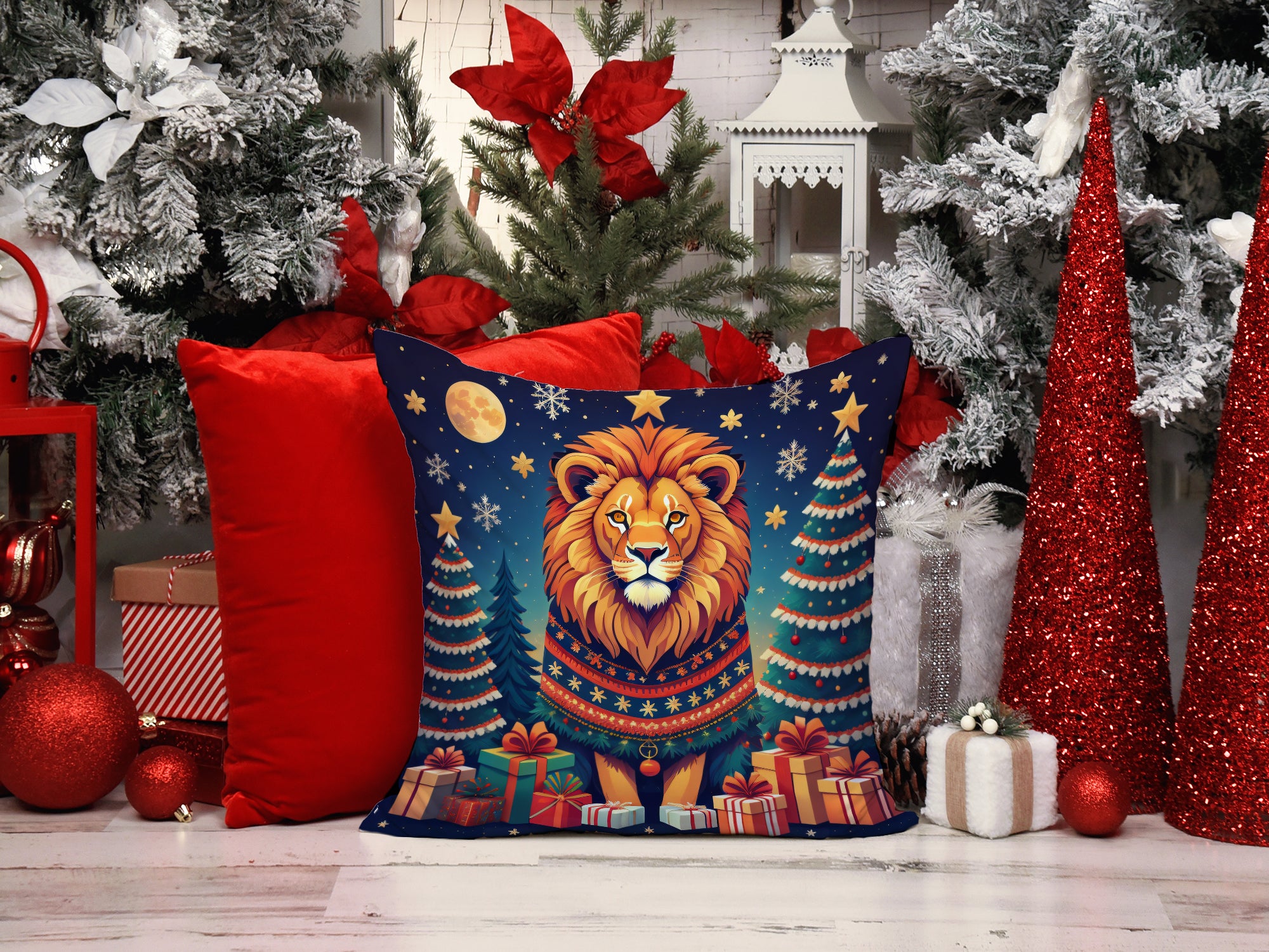 Lion Christmas Fabric Decorative Pillow  the-store.com.