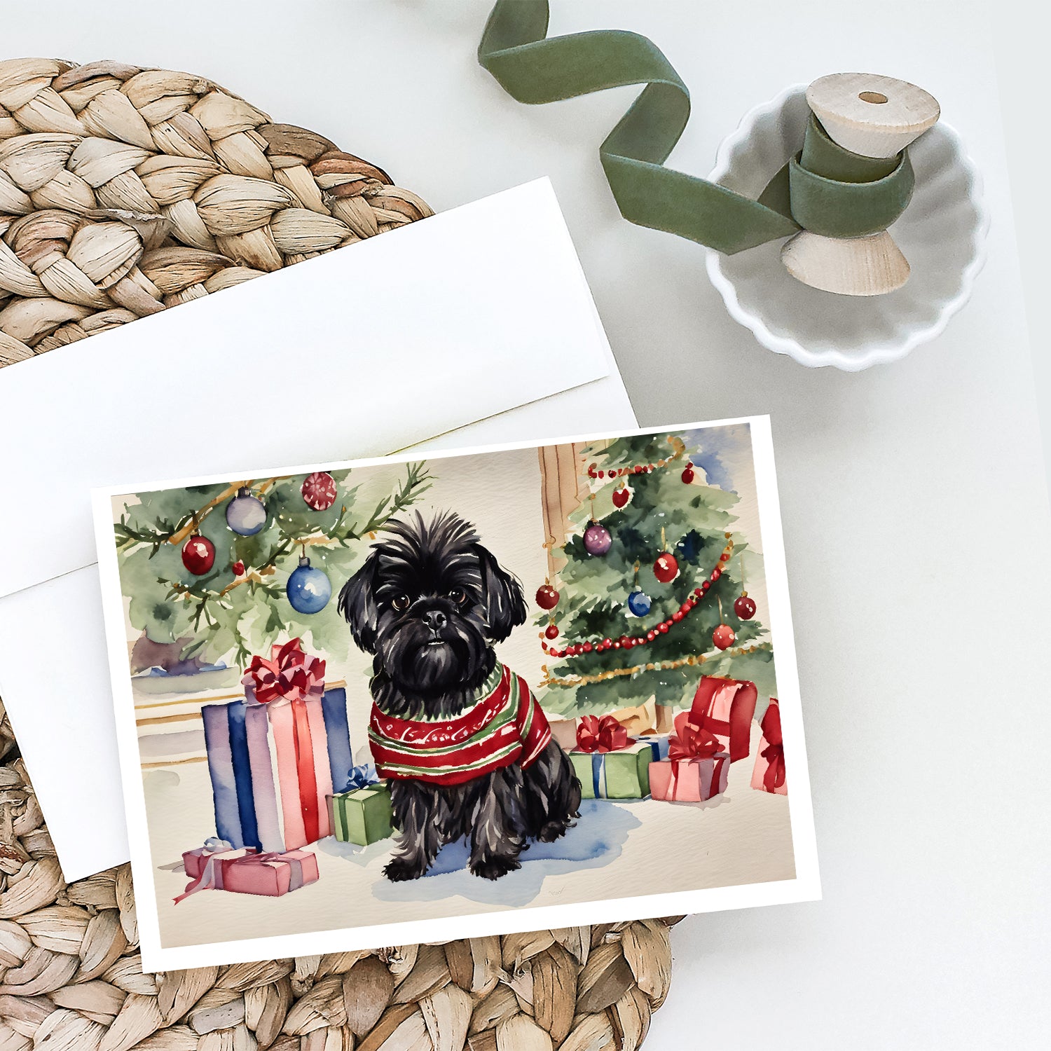 Affenpinscher Christmas Greeting Cards and Envelopes Pack of 8  the-store.com.