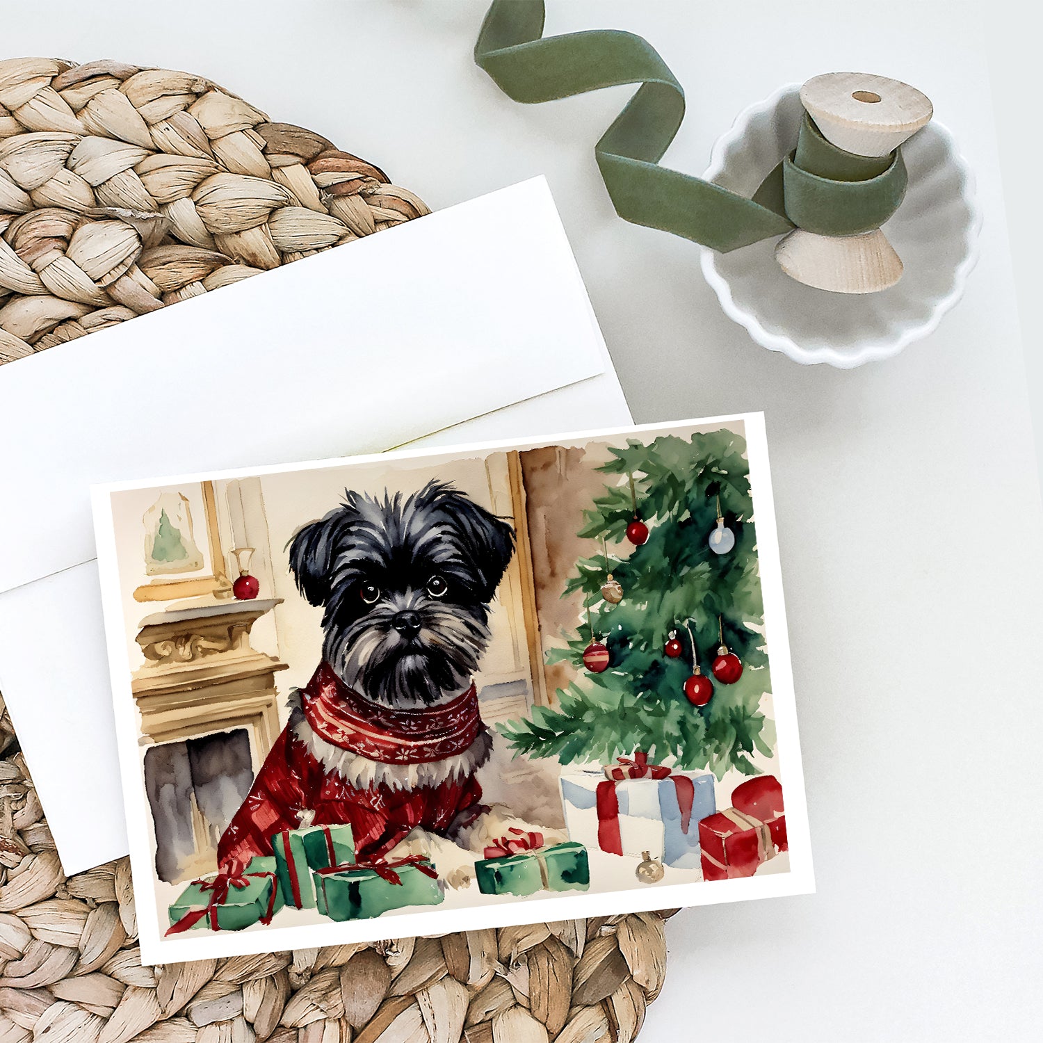 Affenpinscher Christmas Greeting Cards and Envelopes Pack of 8