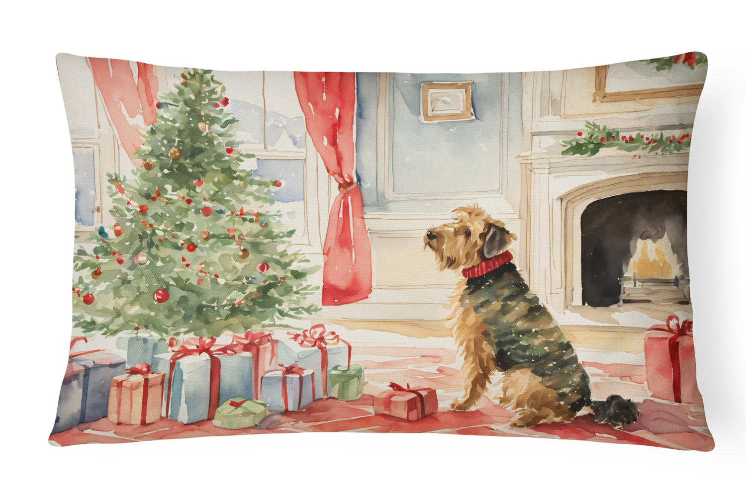 Buy this Airedale Terrier Christmas Fabric Decorative Pillow