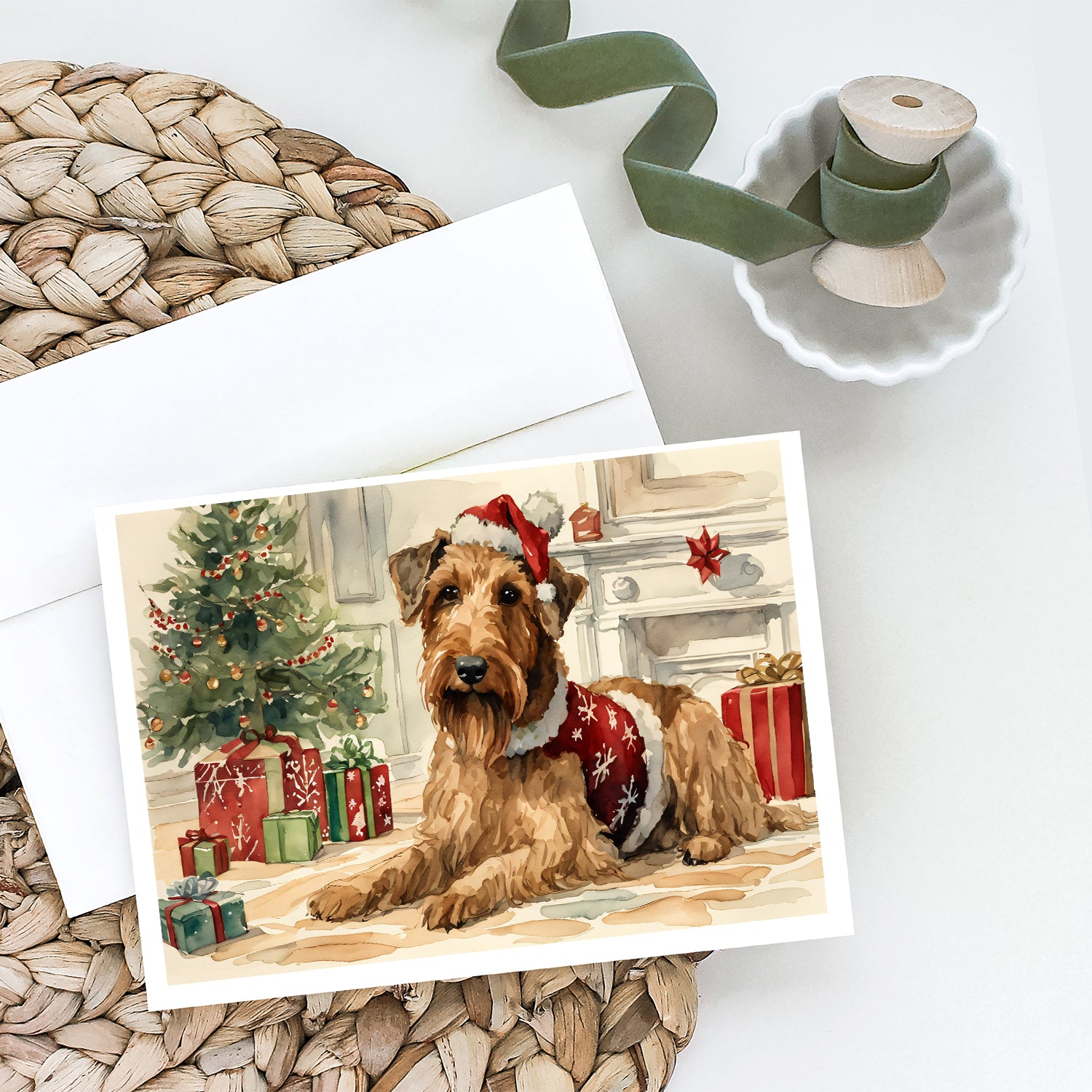 Airedale Terrier Christmas Greeting Cards and Envelopes Pack of 8  the-store.com.