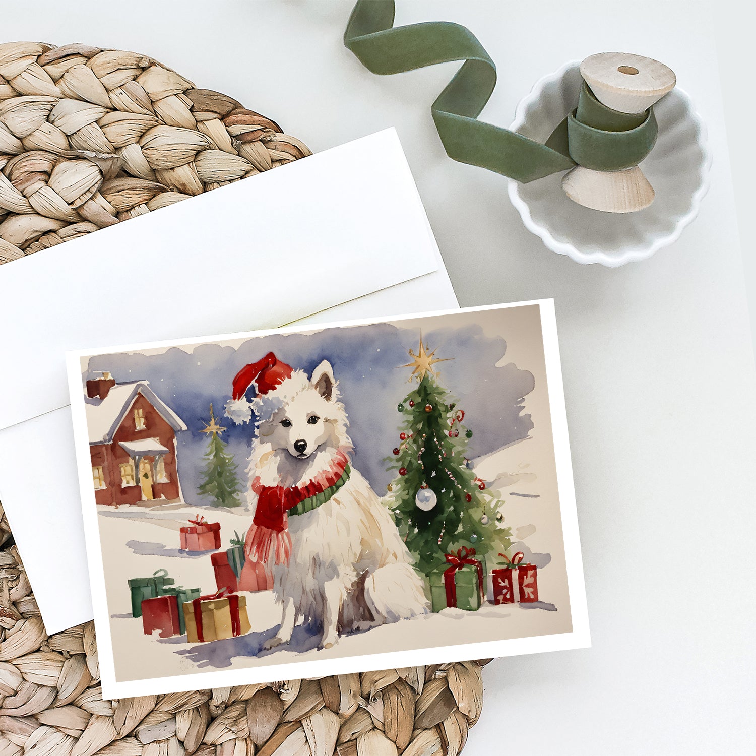 Buy this American Eskimo Christmas Greeting Cards and Envelopes Pack of 8