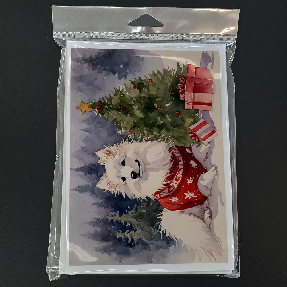 American Eskimo Christmas Greeting Cards and Envelopes Pack of 8  the-store.com.