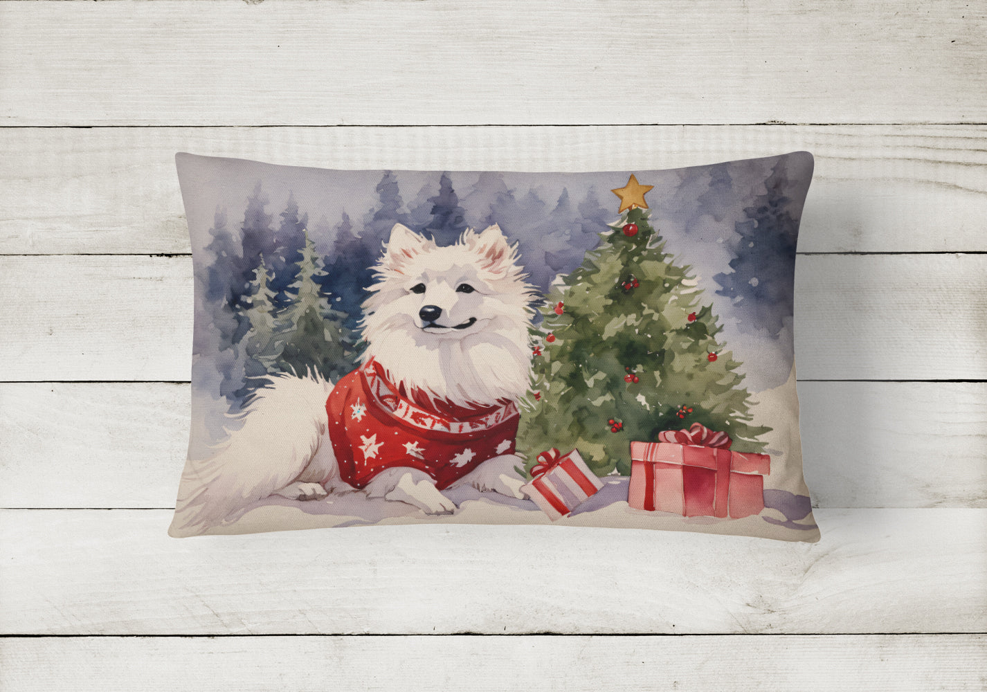 American Eskimo Christmas Fabric Decorative Pillow  the-store.com.