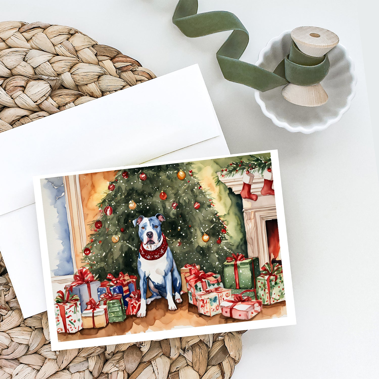 Buy this Pit Bull Terrier Christmas Greeting Cards and Envelopes Pack of 8