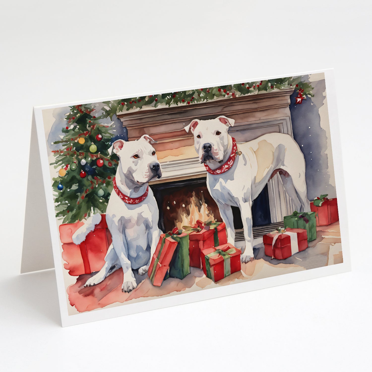 Buy this White Pit Bull Terrier Christmas Greeting Cards and Envelopes Pack of 8