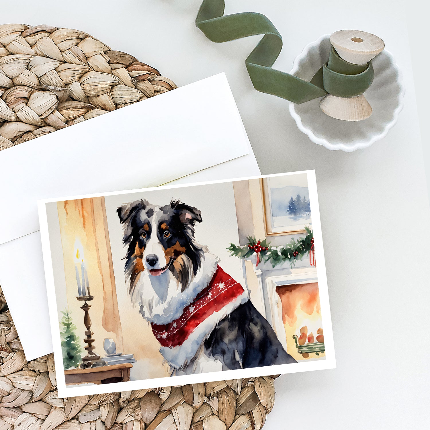 Australian Shepherd Christmas Greeting Cards and Envelopes Pack of 8  the-store.com.