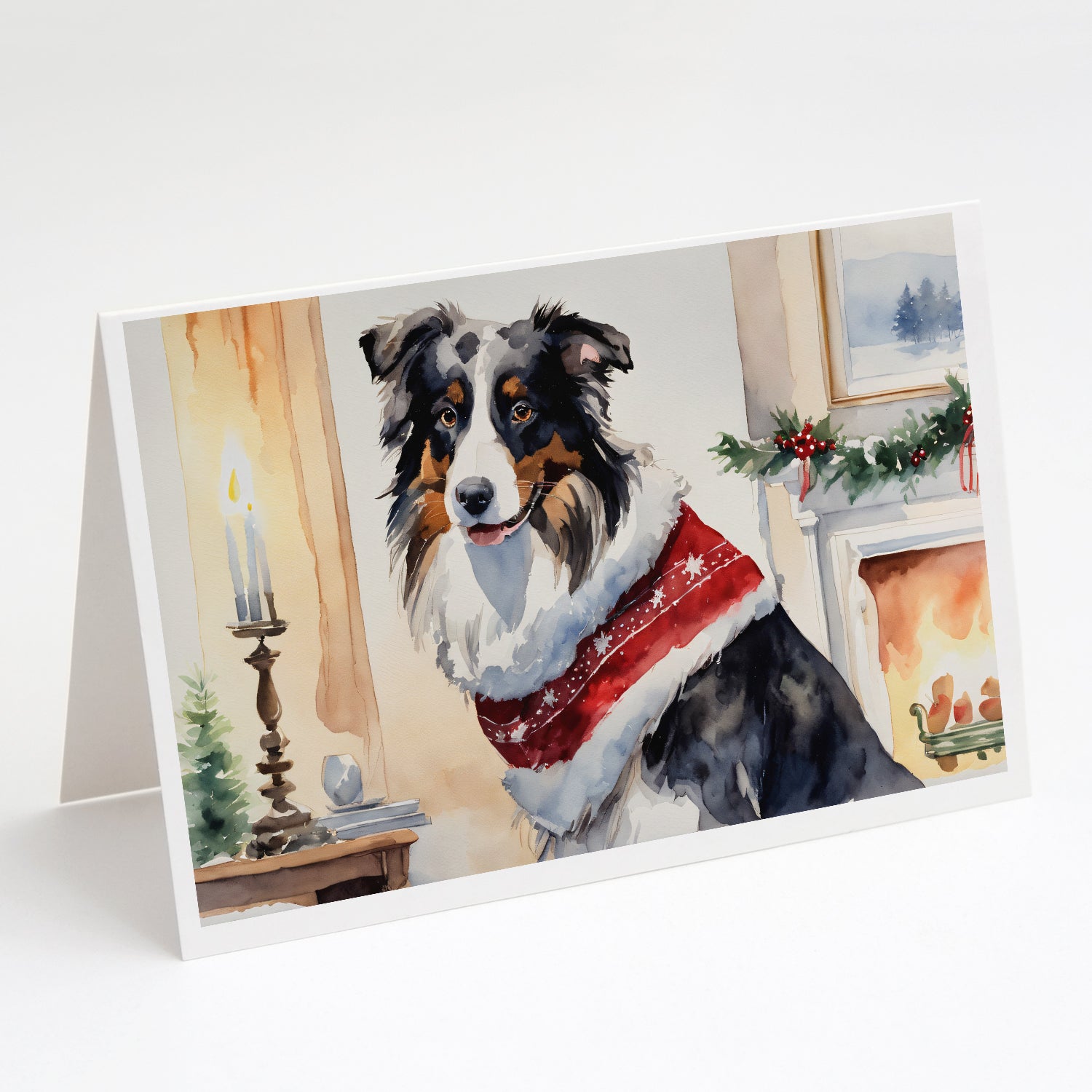 Buy this Australian Shepherd Christmas Greeting Cards and Envelopes Pack of 8