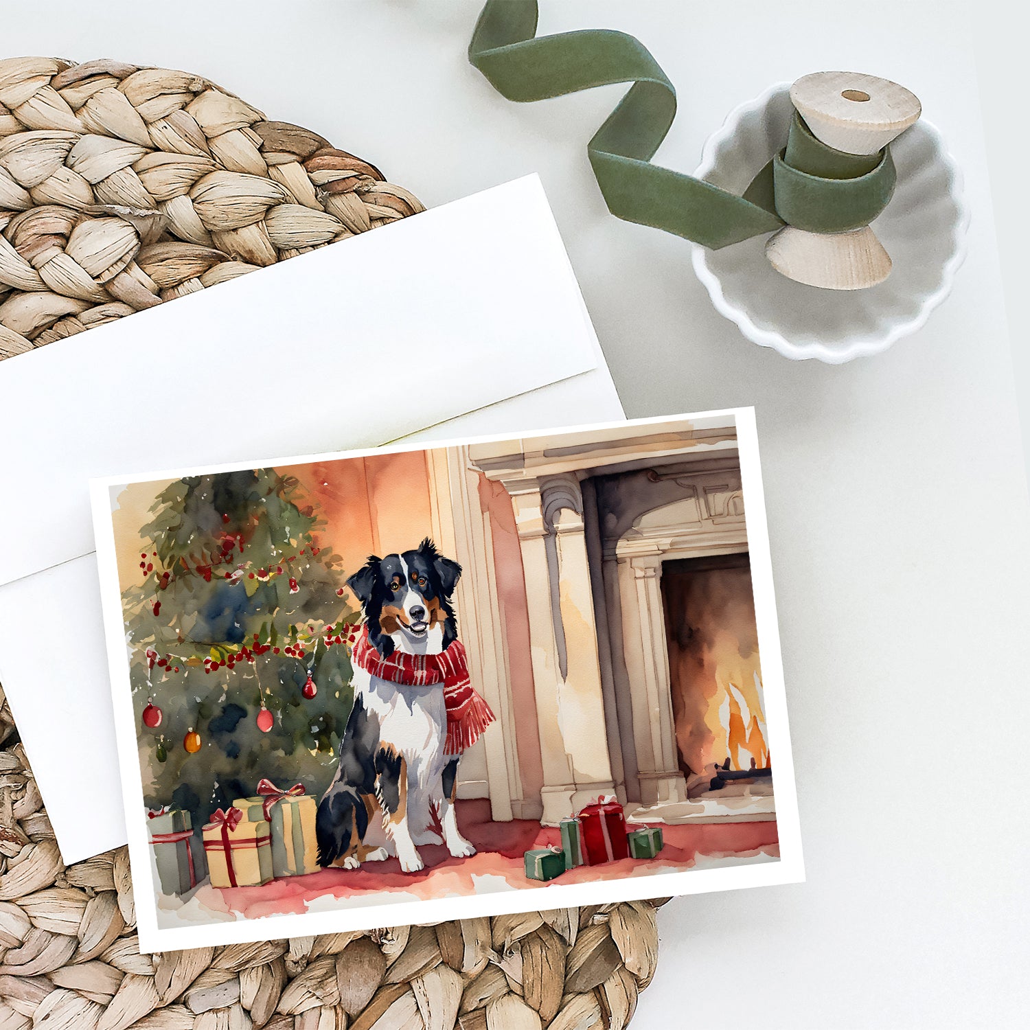 Australian Shepherd Christmas Greeting Cards and Envelopes Pack of 8  the-store.com.