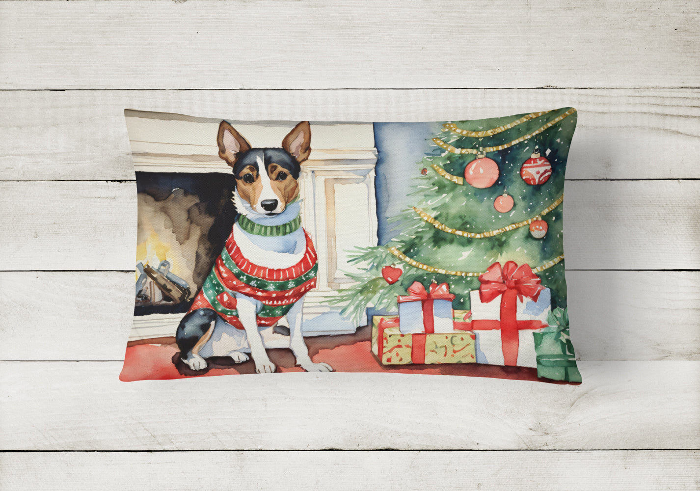 Basenji Christmas Fabric Decorative Pillow