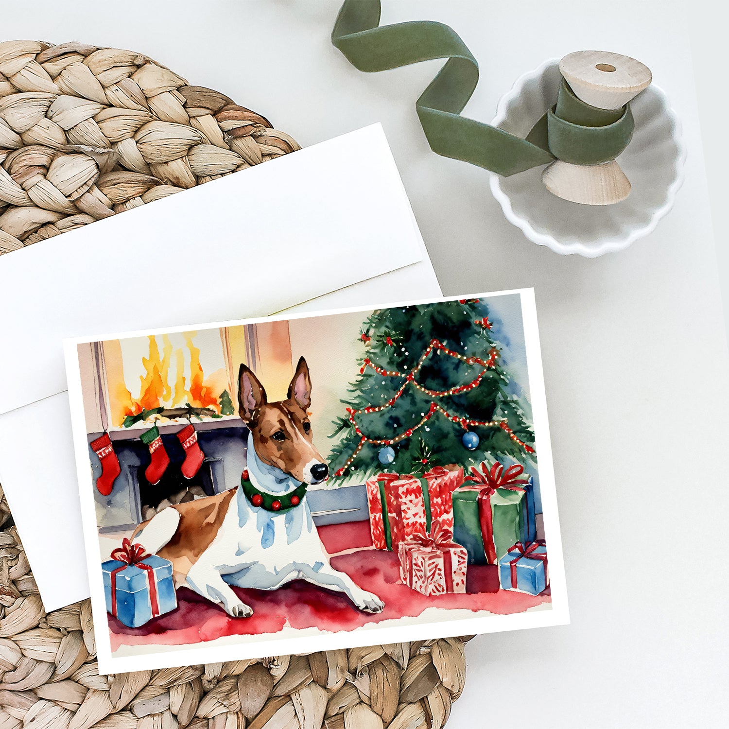 Basenji Christmas Greeting Cards and Envelopes Pack of 8  the-store.com.
