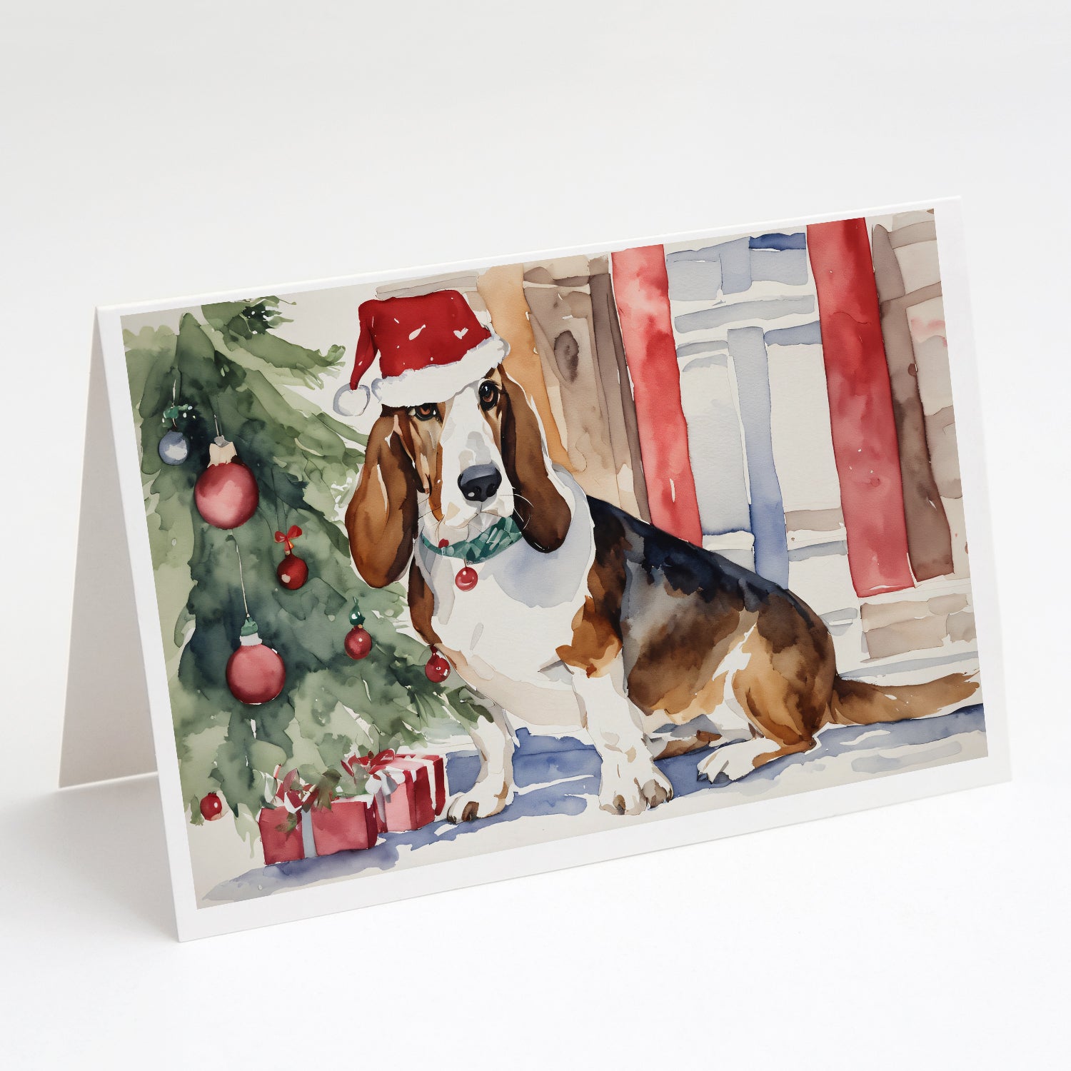 Buy this Basset Hound Christmas Greeting Cards and Envelopes Pack of 8