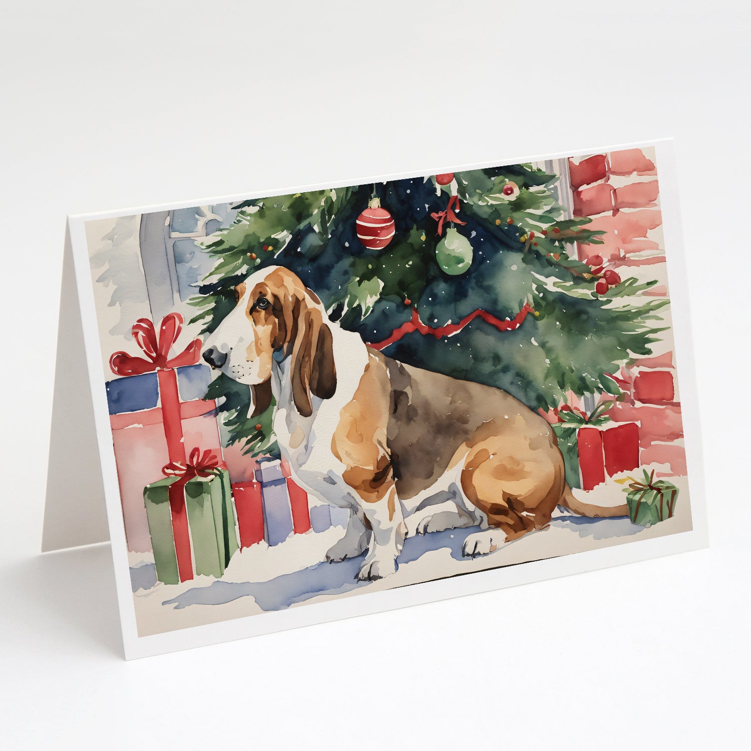 Buy this Basset Hound Christmas Greeting Cards and Envelopes Pack of 8