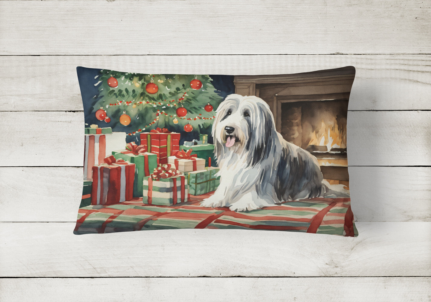 Buy this Bearded Collie Christmas Fabric Decorative Pillow