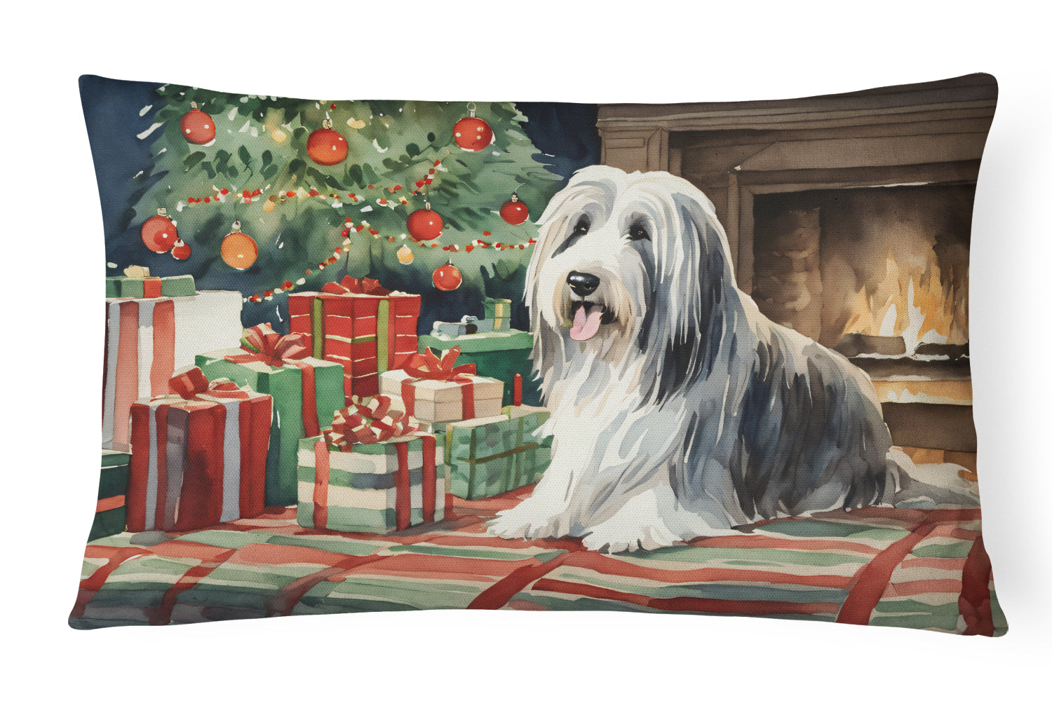 Buy this Bearded Collie Christmas Fabric Decorative Pillow