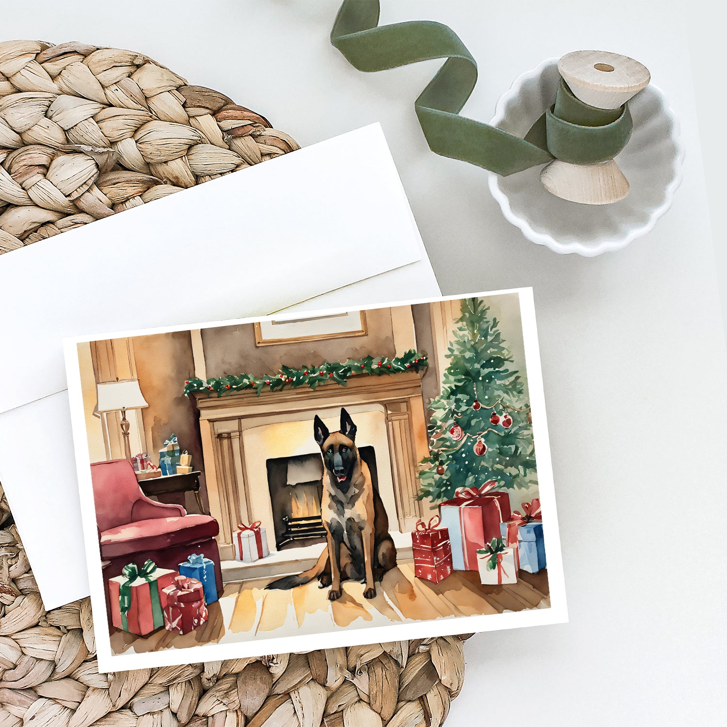 Belgian Malinois Christmas Greeting Cards and Envelopes Pack of 8  the-store.com.
