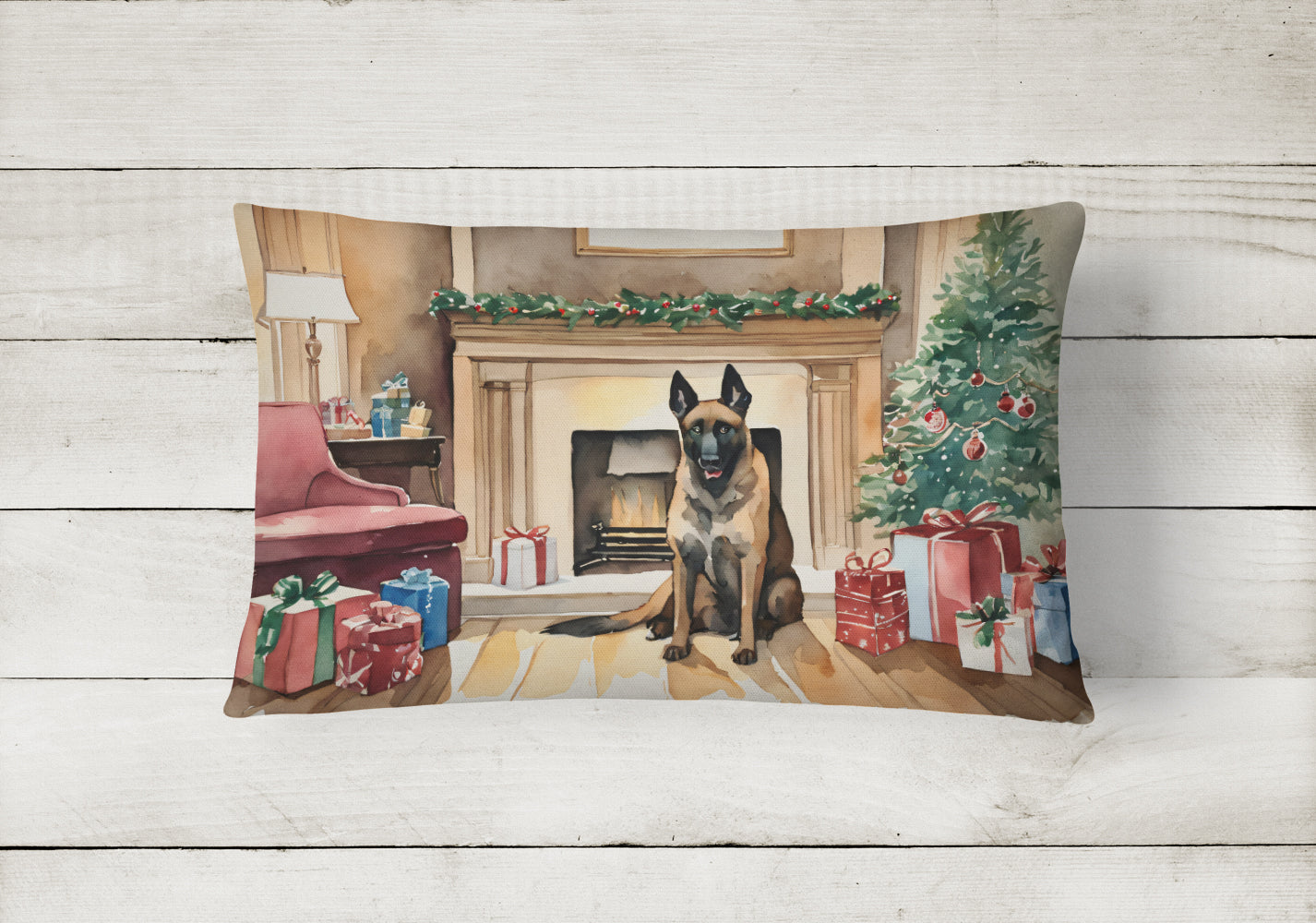 Belgian Malinois Christmas Fabric Decorative Pillow