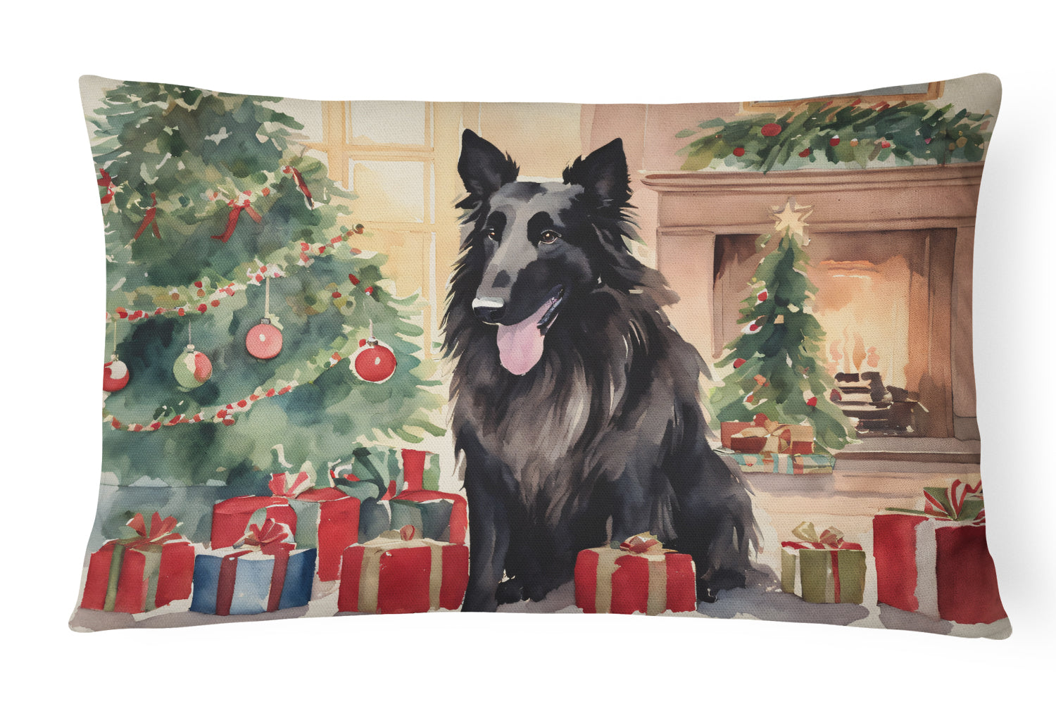 Buy this Belgian Sheepdog Christmas Fabric Decorative Pillow