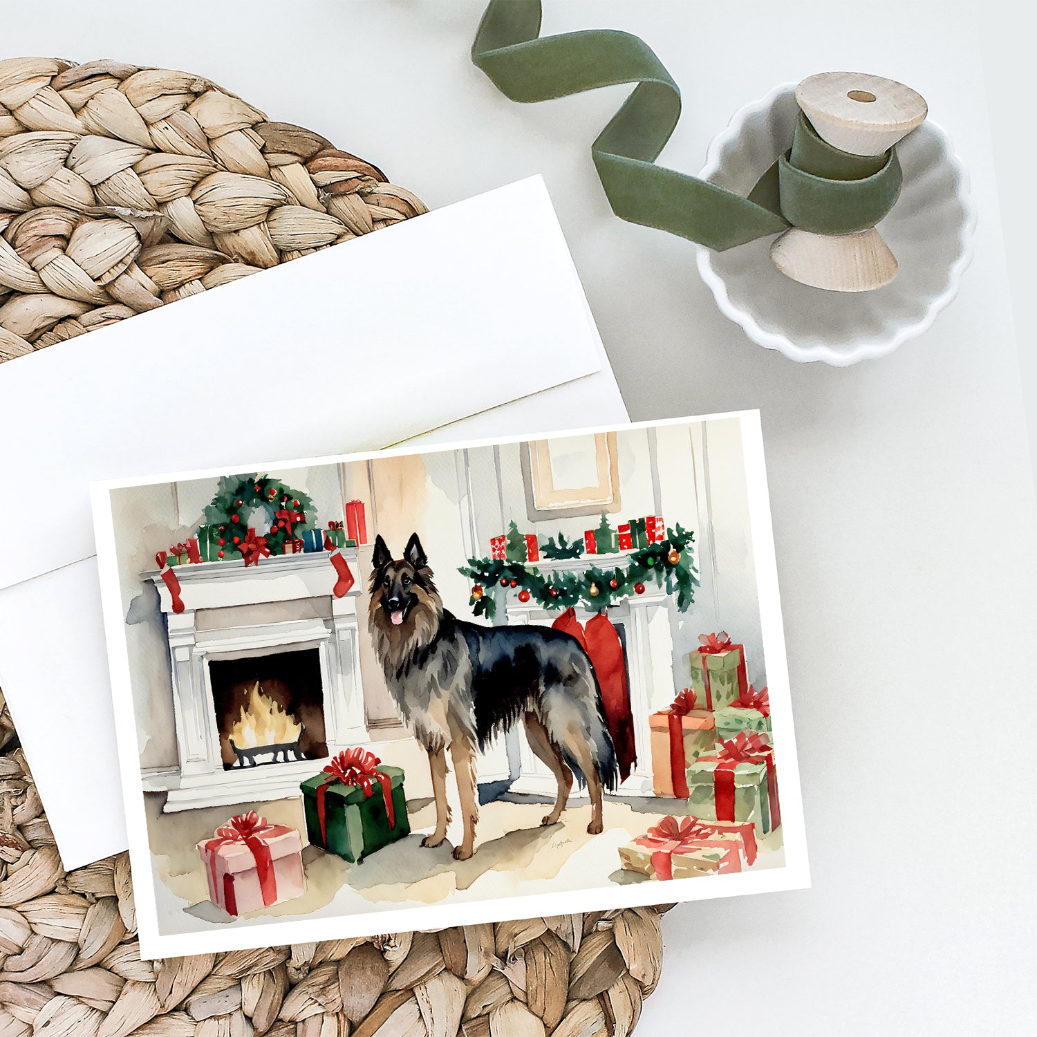 Buy this Belgian Tervuren Christmas Greeting Cards and Envelopes Pack of 8