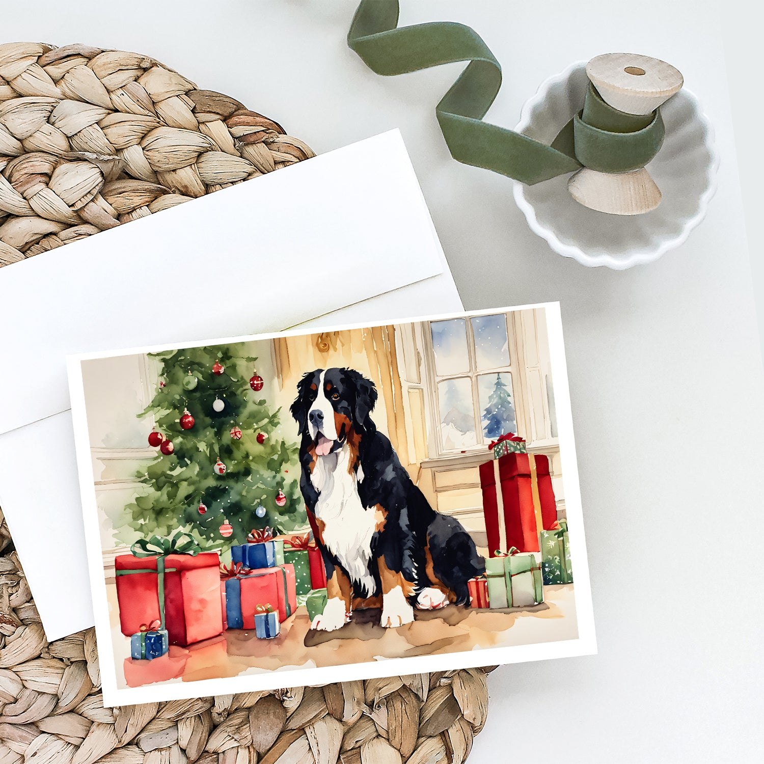 Buy this Bernese Mountain Dog Christmas Greeting Cards and Envelopes Pack of 8