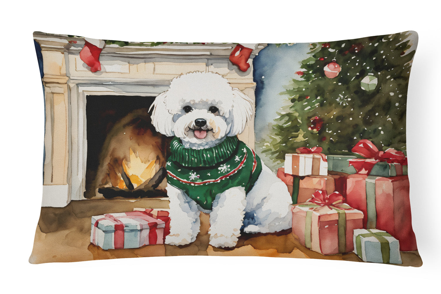 Buy this Bichon Frise Christmas Fabric Decorative Pillow