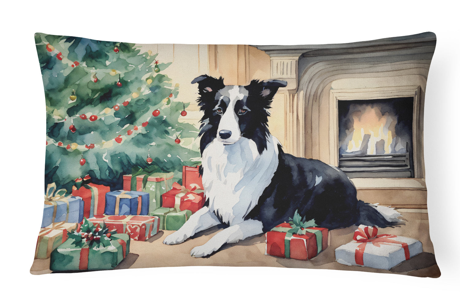 Buy this Border Collie Christmas Fabric Decorative Pillow