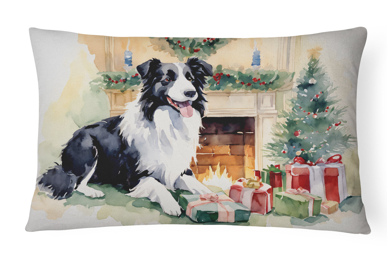 Buy this Border Collie Christmas Fabric Decorative Pillow