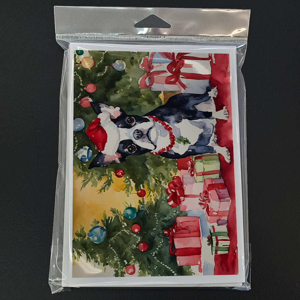 Boston Terrier Christmas Greeting Cards and Envelopes Pack of 8