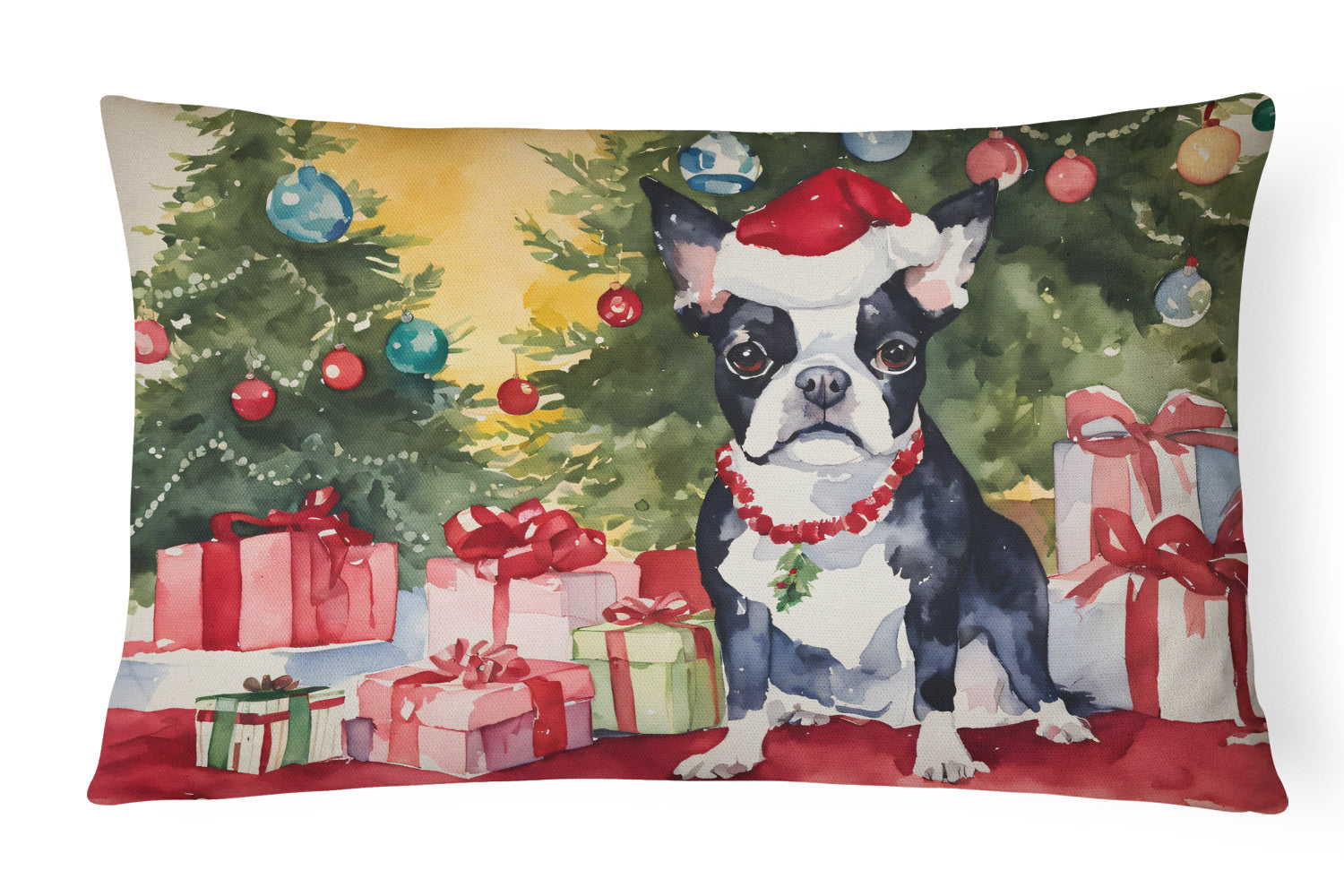 Buy this Boston Terrier Christmas Fabric Decorative Pillow