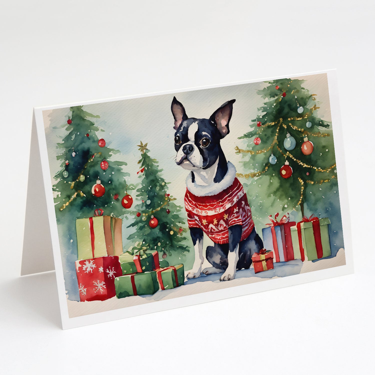 Buy this Boston Terrier Christmas Greeting Cards and Envelopes Pack of 8