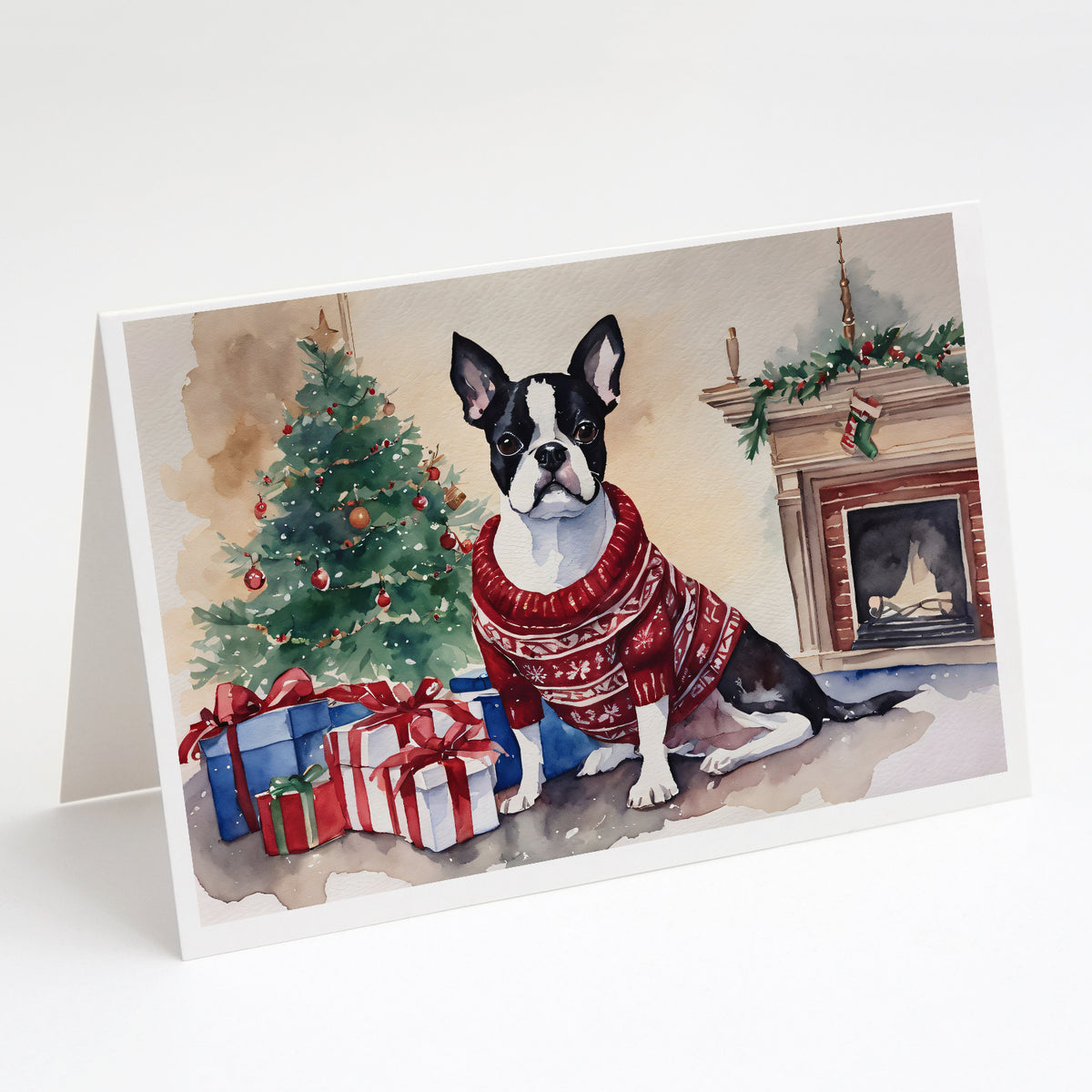 Buy this Boston Terrier Christmas Greeting Cards and Envelopes Pack of 8