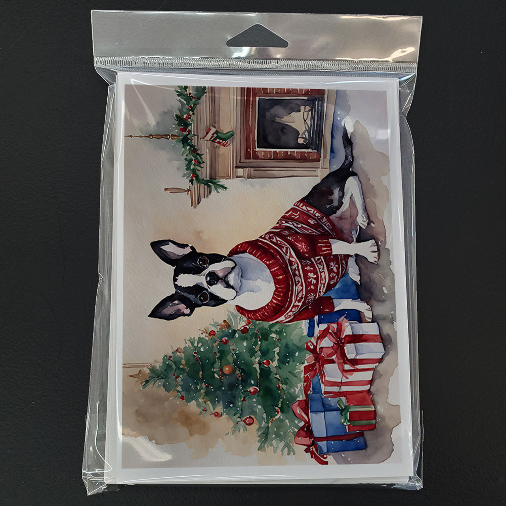 Boston Terrier Christmas Greeting Cards and Envelopes Pack of 8  the-store.com.