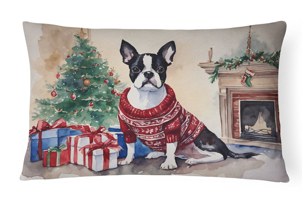 Buy this Boston Terrier Christmas Fabric Decorative Pillow