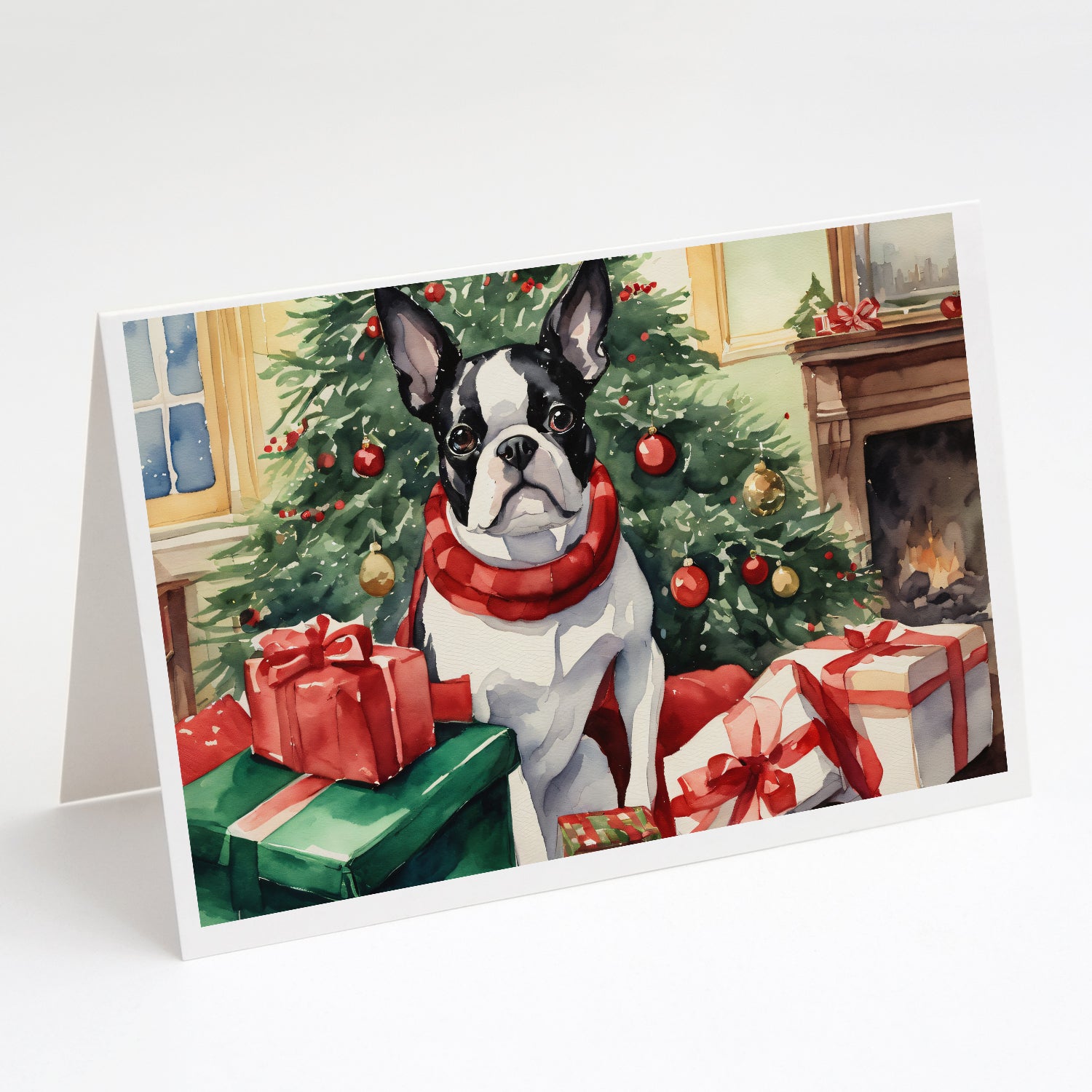 Buy this Boston Terrier Christmas Greeting Cards and Envelopes Pack of 8