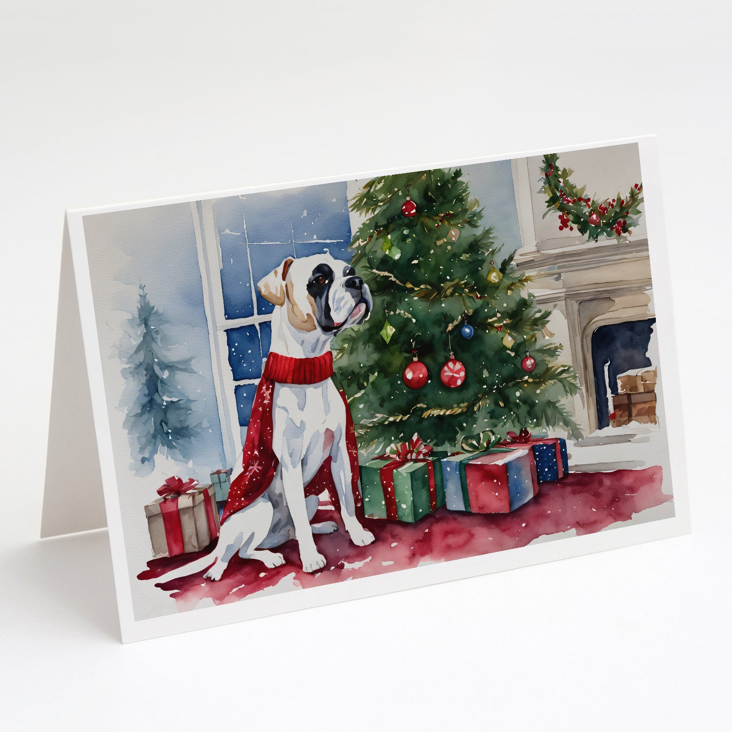 Buy this White Boxer Christmas Greeting Cards and Envelopes Pack of 8