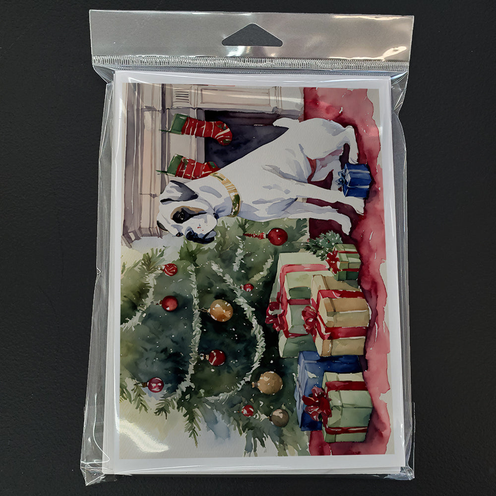 White Boxer Christmas Greeting Cards and Envelopes Pack of 8  the-store.com.
