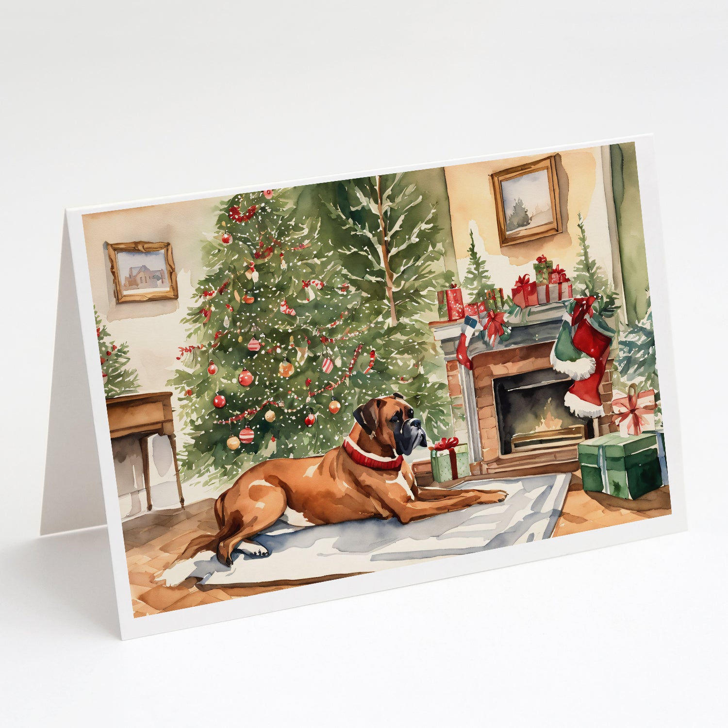 Buy this Fawn Boxer Christmas Greeting Cards and Envelopes Pack of 8