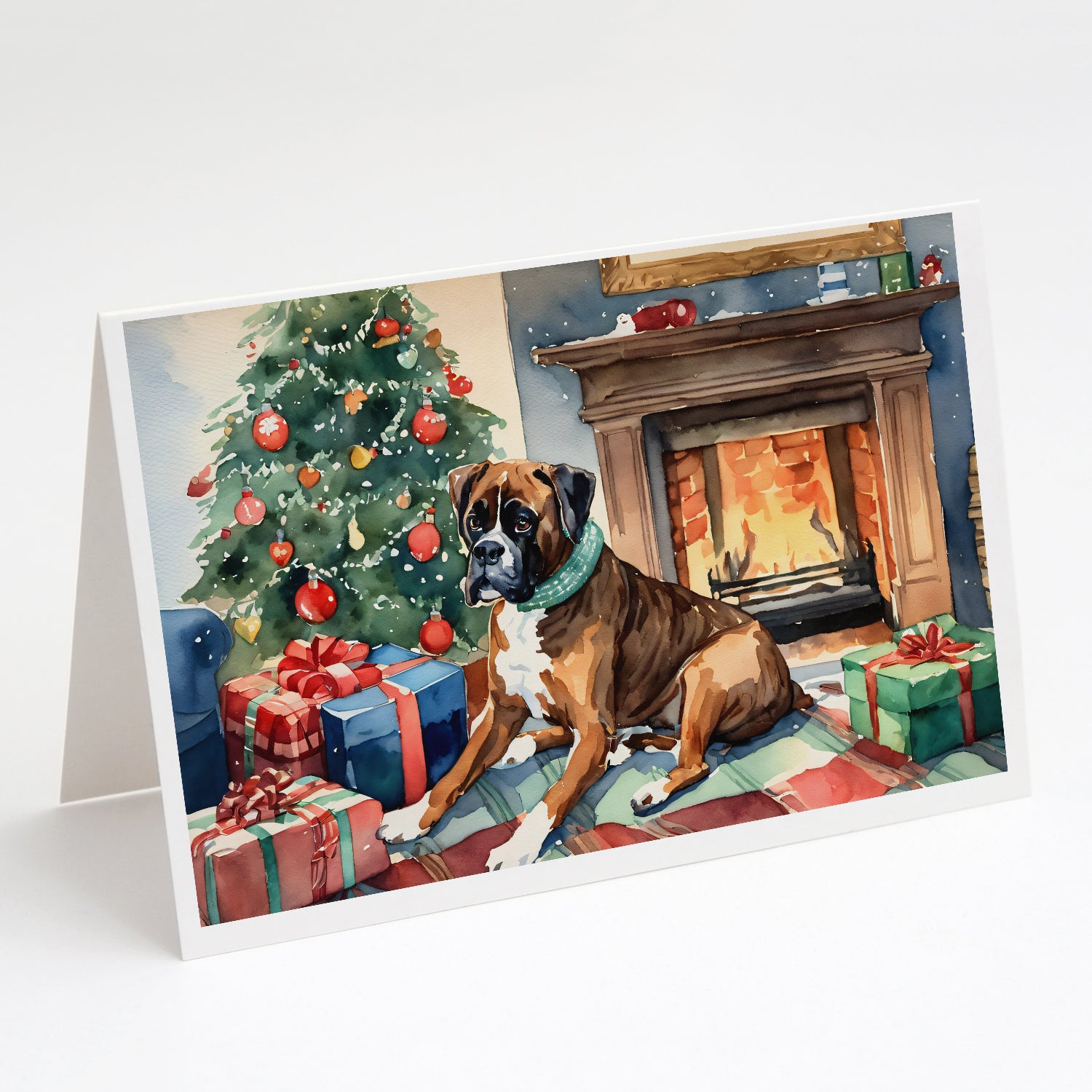 Buy this Fawn Boxer Christmas Greeting Cards and Envelopes Pack of 8