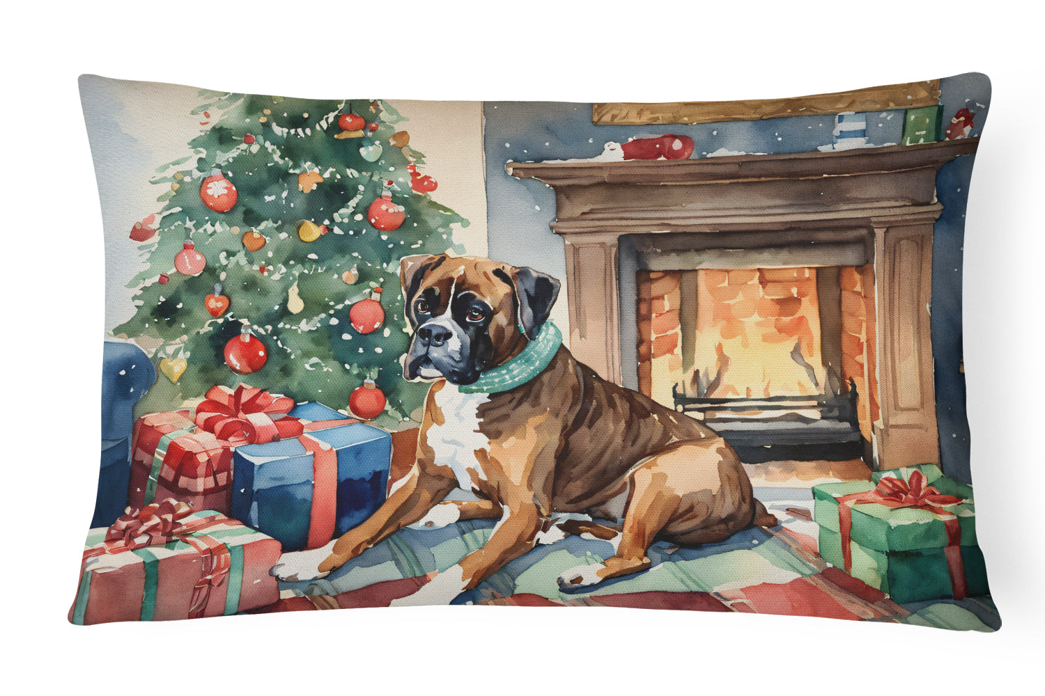 Buy this Fawn Boxer Christmas Fabric Decorative Pillow