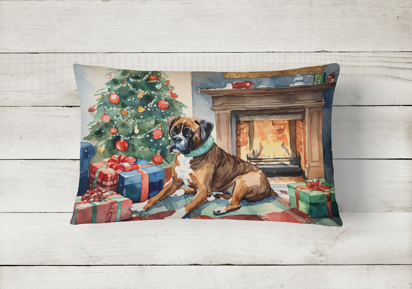 Fawn Boxer Christmas Fabric Decorative Pillow  the-store.com.