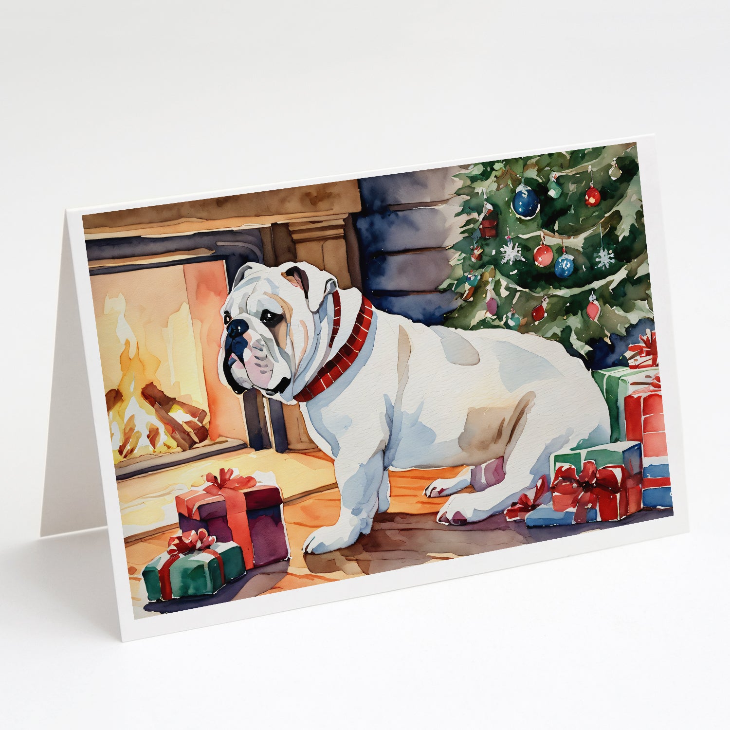 Buy this White English Bulldog Christmas Greeting Cards and Envelopes Pack of 8