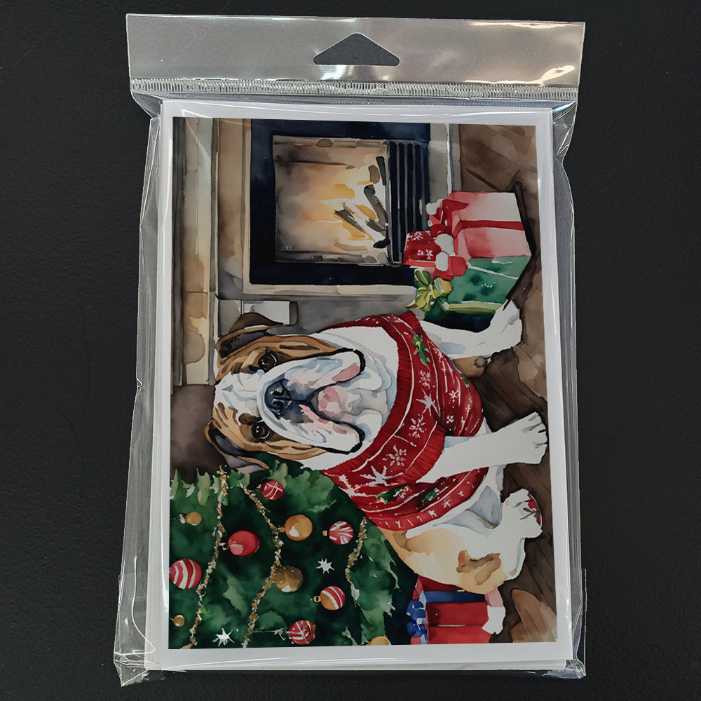 English Bulldog Christmas Greeting Cards and Envelopes Pack of 8