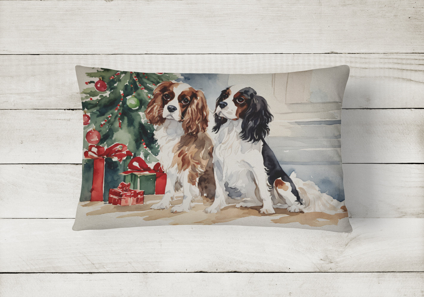 Cavalier Spaniel Christmas Fabric Decorative Pillow