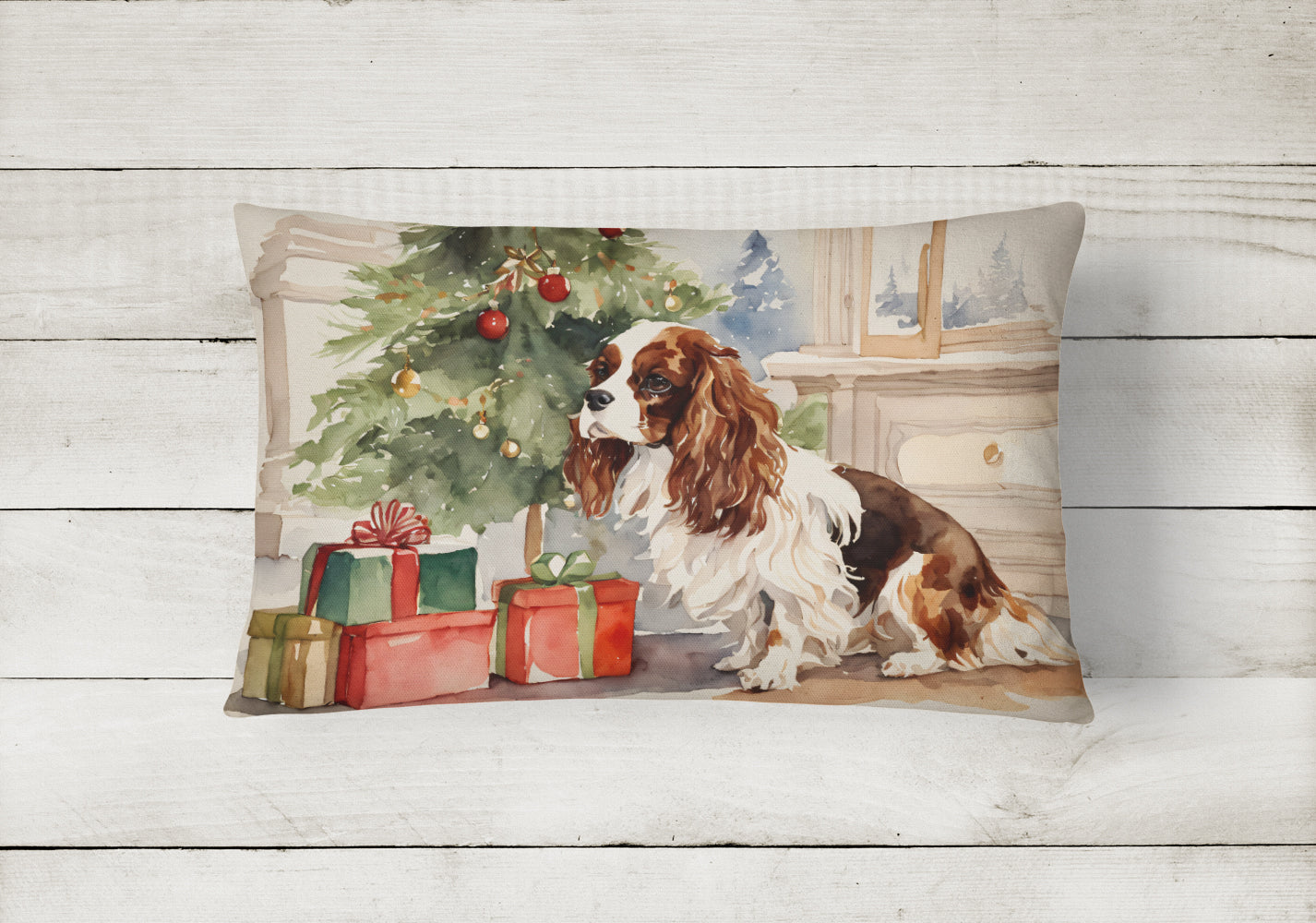 Buy this Cavalier Spaniel Christmas Fabric Decorative Pillow