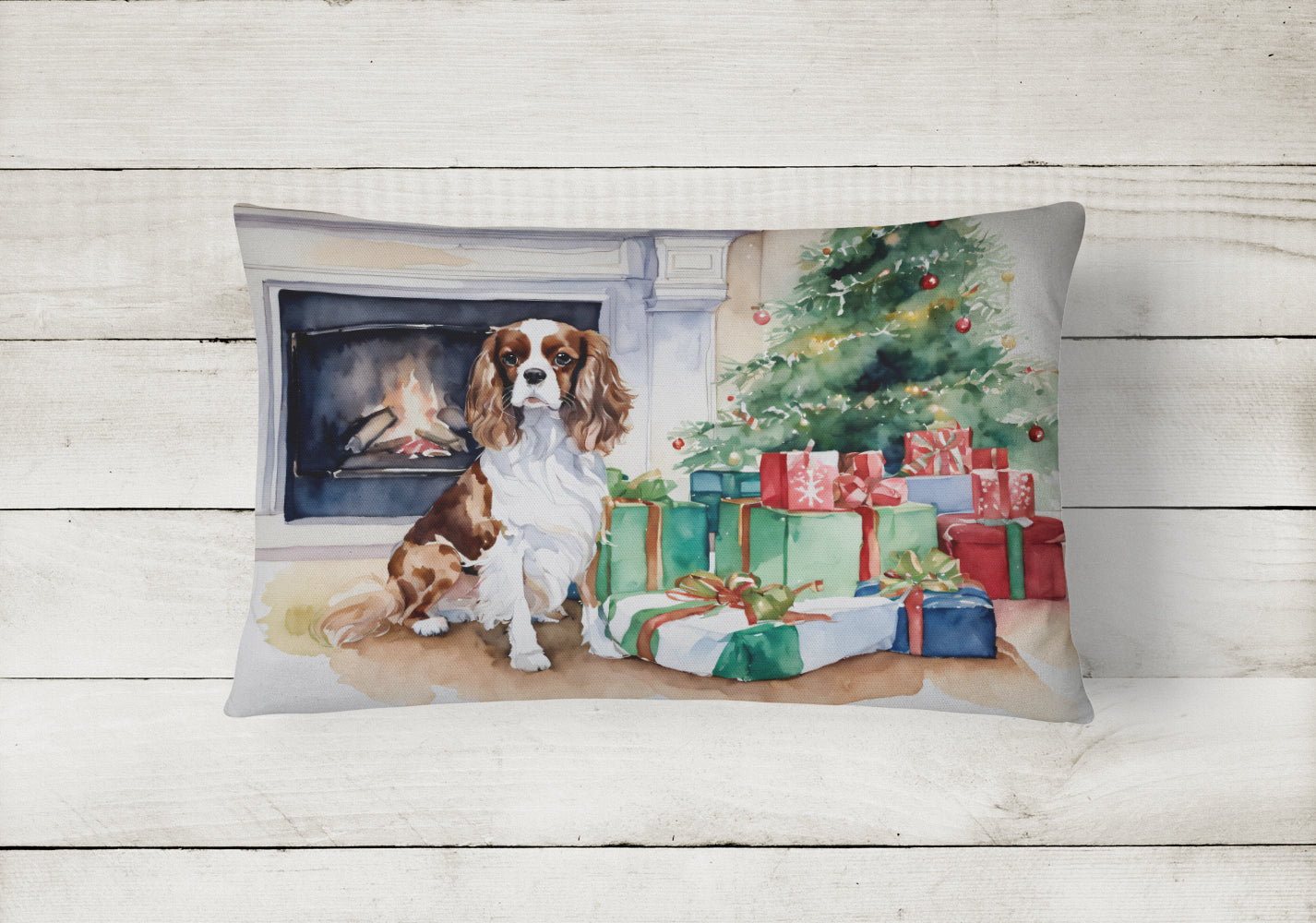 Cavalier Spaniel Christmas Fabric Decorative Pillow