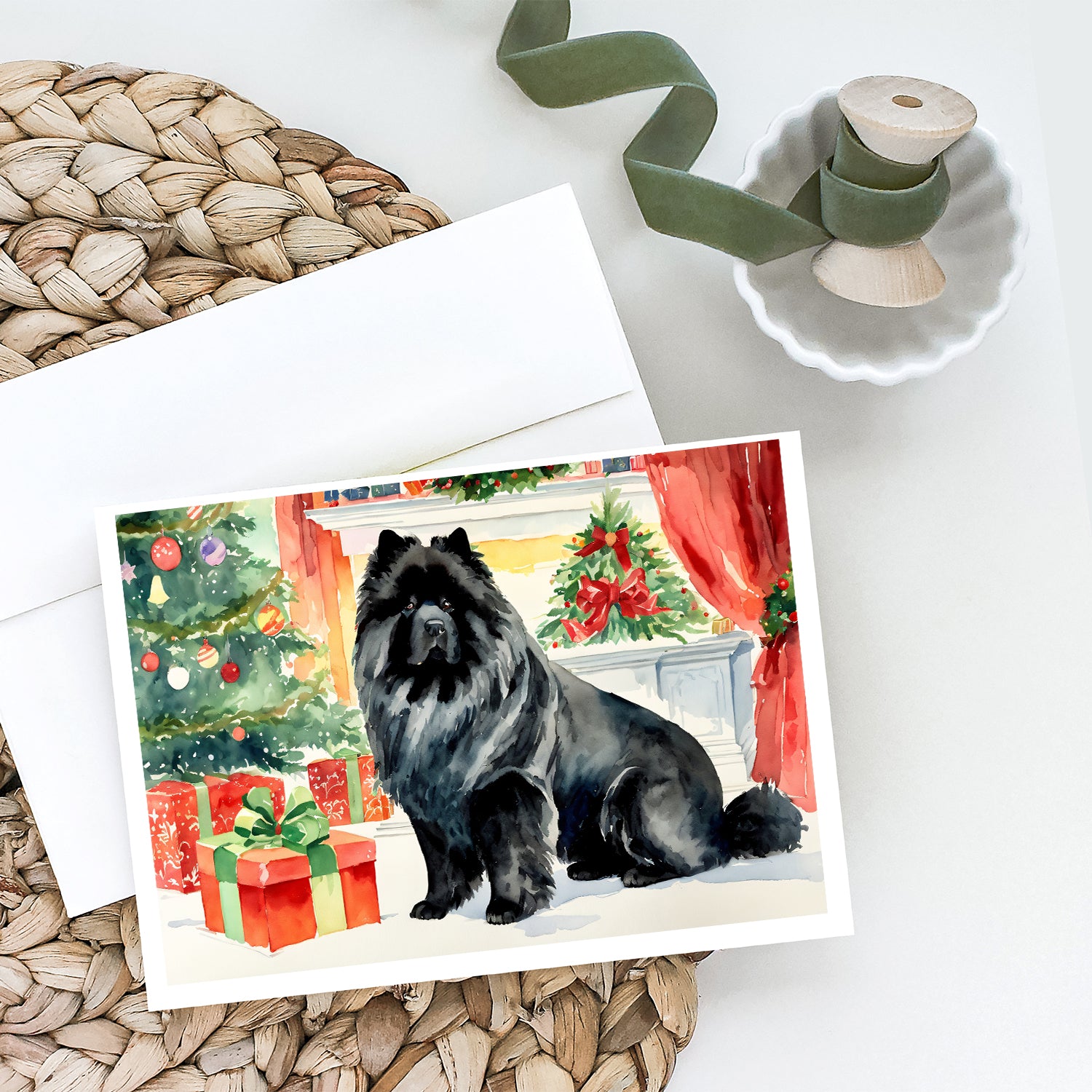 Buy this Black Chow Chow Christmas Greeting Cards and Envelopes Pack of 8